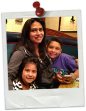 Andrea Cruz Castillo with her children